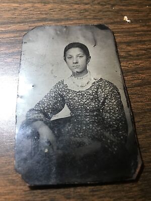 Vintage 19Th Century Tintype Woman Of Mixed Ethnicity X244