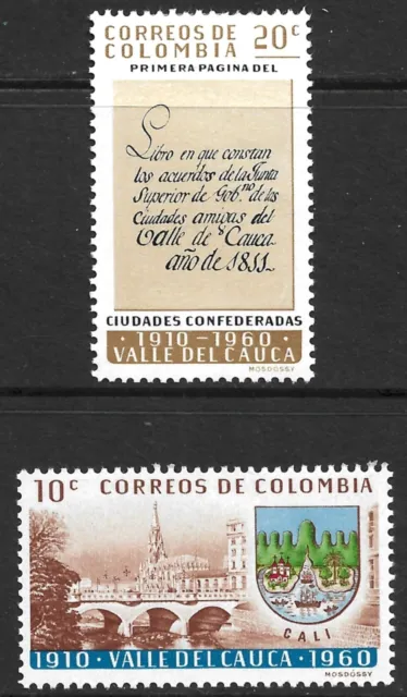 Colombia Scott #729-730 VF Mint Hinged Issued 1961-62