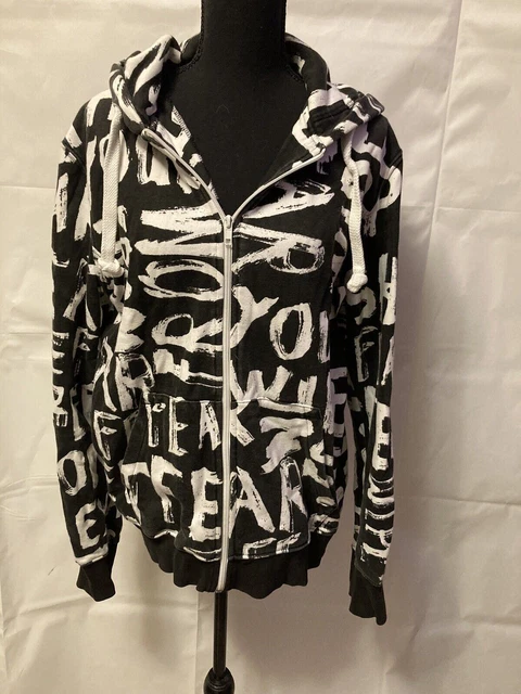 H&M by Divided Mens Full Zipped Hoodie Hooded  Size M Black & White Jacket