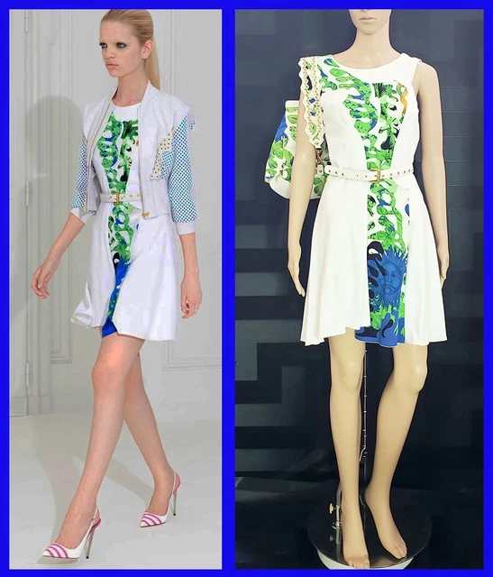 NEW VERSACE RESORT 2012 LOOK#16 SILK WHITE DRESS, BACKPACK and BELT Size US 2 NEW VERSACE RESORT 2012 LOOK#16 SILK WHITE DRESS, BACKPACK and BELT Size US 2