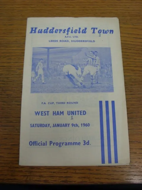 09/01/1960 Huddersfield Town v West Ham United [FA Cup] (score noted, writing on