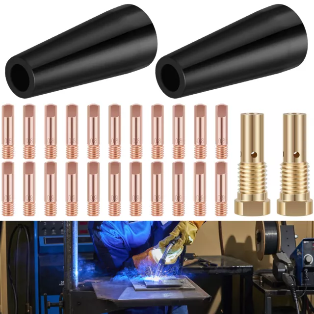 15Pcs MIG Welding Kit Flux Core Gasless Nozzle 0.8/0.9mm Brass Welding 〔