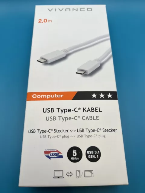 Vivanco USB Type-C Kabel C 2,0 M