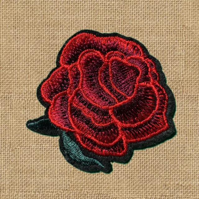 1pc Red Rose Flower Embroidered Patch Cloth Iron On Applique craft sewing #1572