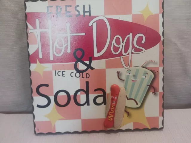 Fresh Hot Dogs And Ice Cold Soda Wall Plaque