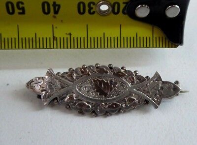 Antique Victorian Aesthetic Sterling Silver Arts Craft Yellow Rose Gold Brooch