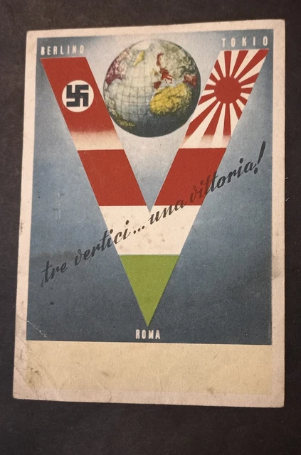 1944 cartolina pubblicitaria patto d'acciaio germ. giap. italia esercito repubbl