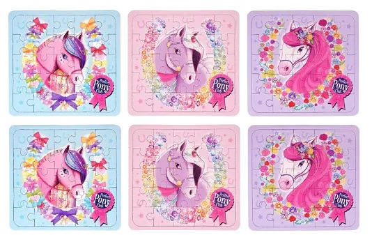 6 Pony Jigsaw Puzzles - Pinata Toy Loot/Party Bag Fillers Childrens/Kids Horse