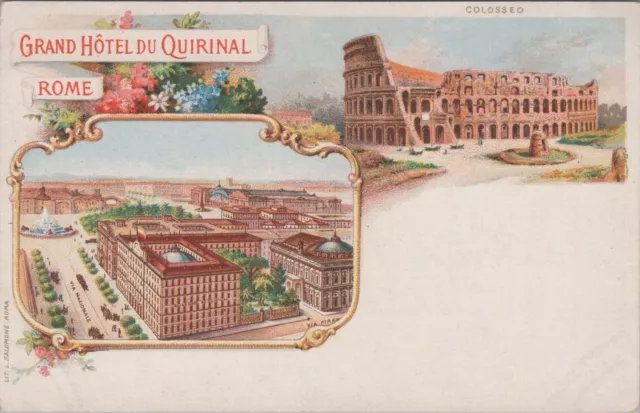Grand Hotel Du Quirinal Rome Italy Unused Postcard
