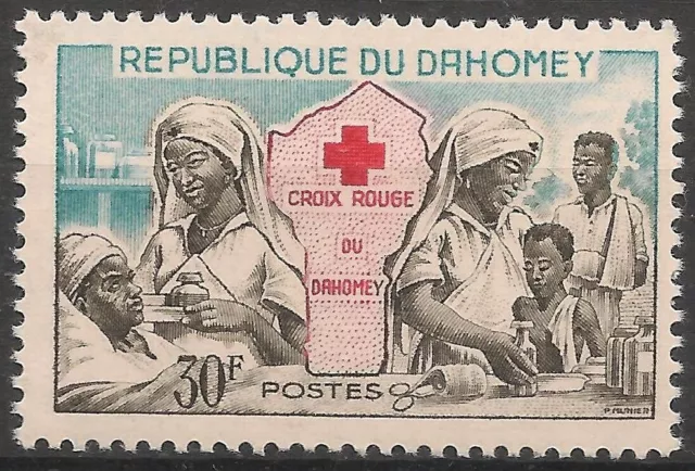 Dahomey #159 (A18) VF MNH - 1962 30fr Red Cross Nurses and Map of Dahomey