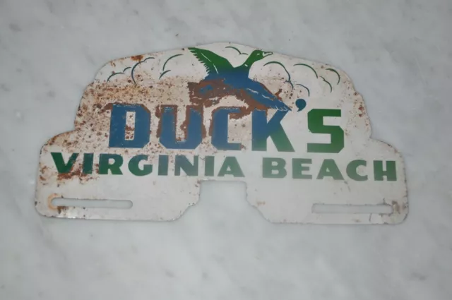 Vintage Ducks Virginia Beach Virginia License Plate Topper Probably 1950'S