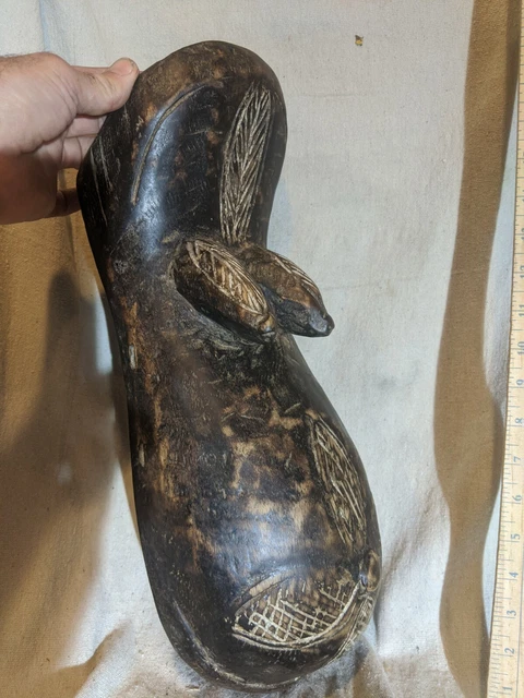 Very Unique Fertility Mask Sculpture — Authentic Carved African Wood Art