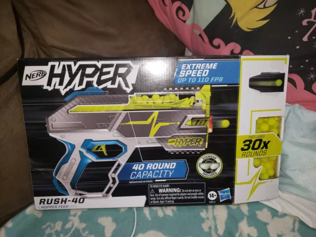 NEW NERF Hyper Rush-40 Pump-Action Blaster and 30 NERF Hyper Rounds- Brand New