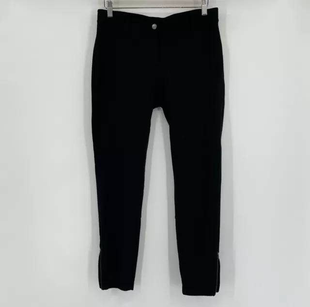 Eileen Fisher Women's Black Ponte Knit Leggings Slim Side Ankle Zip Pants Sz S