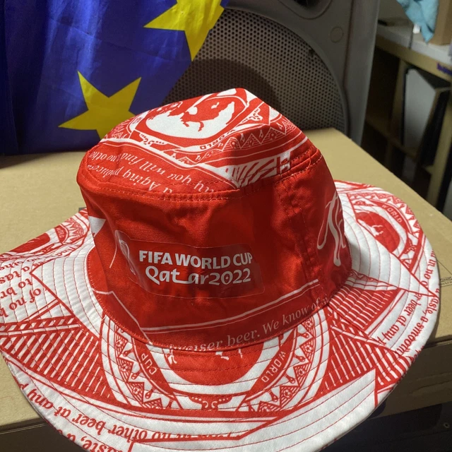BUDWEISER FIFA WORLD Cup Qatar 2022 Boonie Hat Red Bucket Hat Used