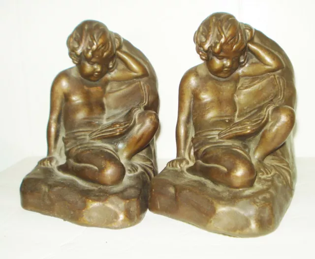 Vintage Art Deco S. Morani Bookends Beautiful Cherubs Design Nr