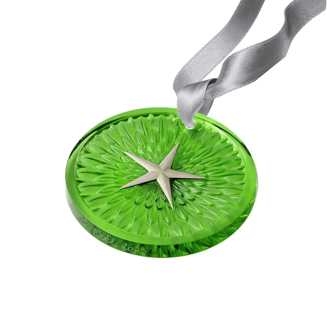 Lalique Crystal 2023 Plumes Annual Xmas Ornament Green #10789900 Brand Nib Star