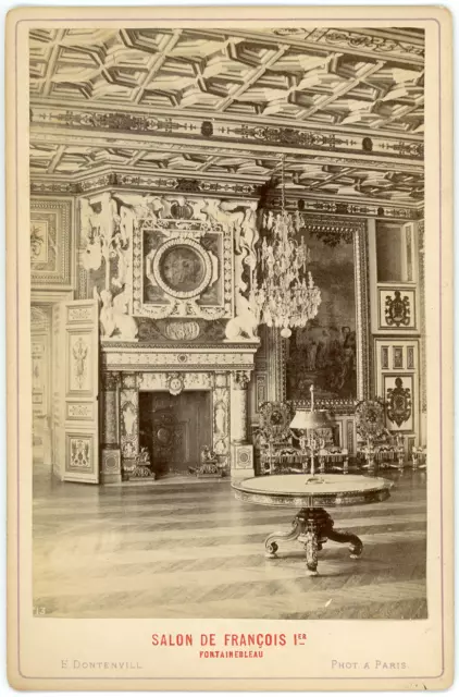 France, Château  de Fontainebleau, Salon de François 1er, ca.1874, vintage album