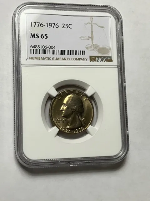 1976 Bicentennial Washington Quarter NGC MS65 Golden Tone