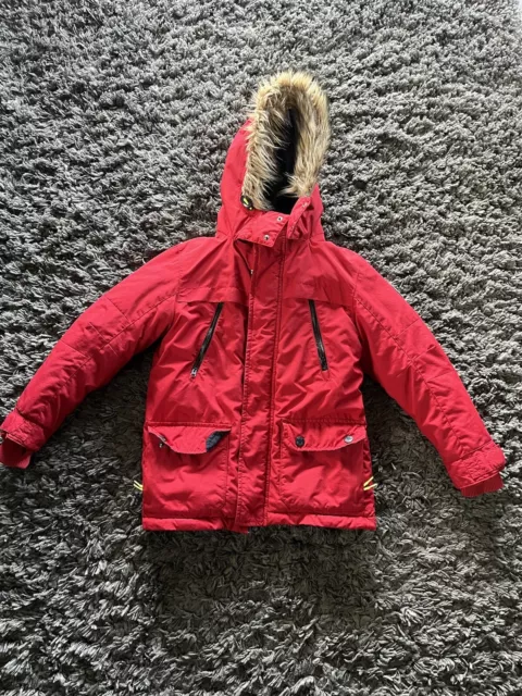 Boys NEXT School Red Parka Winter Hooded Lined Padded Coat Jacket Age 8 Years