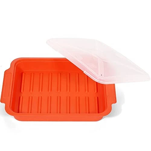 MMUGOOLER Microwave Easy Bacon Maker/Cooker with Lid, Safety, Quick and Red