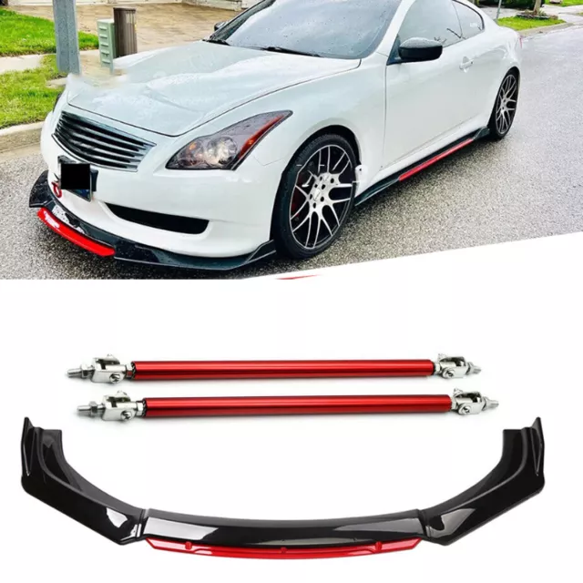 Front Bumper Lip Splitter Spoiler Strut Rod Body Kit  For Infiniti G37 Sedan
