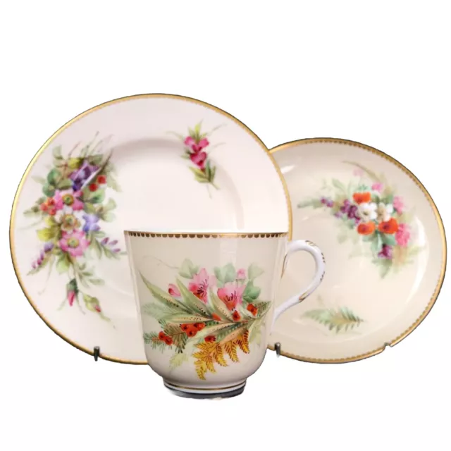 Royal Worcester Trio Cup Saucer Plate Hand Painted Flowers W Hale Circa 1925