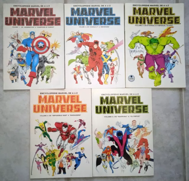 Lot Encyclopédie Marvel Universe A à Z volumes 1 à 5 Editions Semic