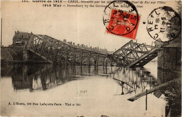 CPA CREIL fire by the Germans - Le Pont de Fer sur l'Oise (423998)