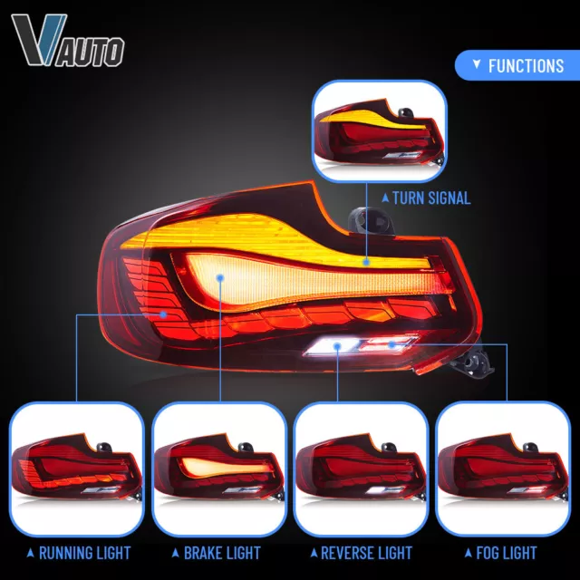 For BMW F22 F23 F87 M2 2 SERIES 2014-2019 Sequential Tail Lights OLED Red Lens 3