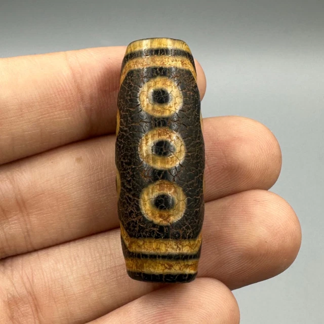 Very old indo Tibetan three eye dzi bead from pyu era