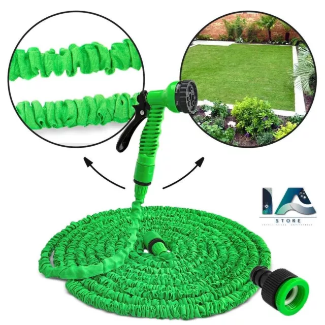 Tubo Annaffiatore Giardino Piante 30 Mt Pistola Pompa Getti D'acqua Allungabile