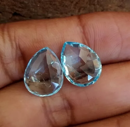 2 Pieces !! Top Class London Blue Topaz 12x15 mm Teardrops Shape Gemstone VJ-280