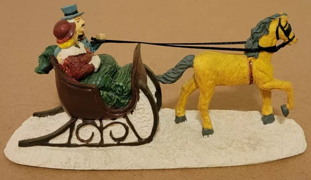 1990's SANTA'S BEST ~ HORSE DRAWN SLEIGH ~ Christmas Village Table Accent  Decor