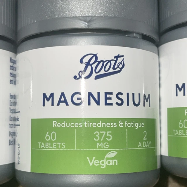 6 X 60 Tablets Boots Magnesium 375 mg - 6 Months Supply for 1 Person ...