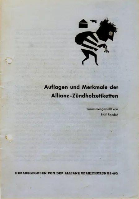Broschüre/Katalog "Auflagen und Merkmale der Allianz-Zündholzetiketten"