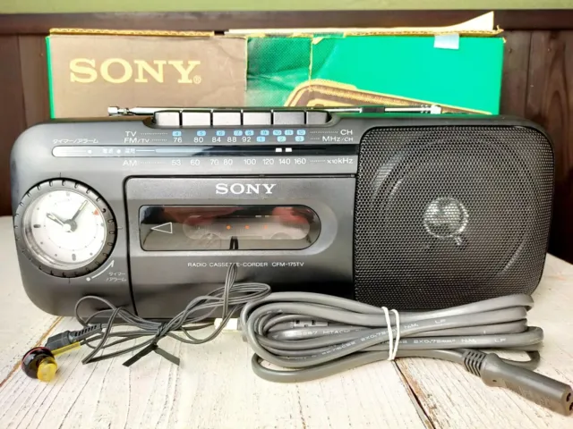 Enregistreur à cassette radio portable Sony CFM-175TV, noir, provenant du Japon