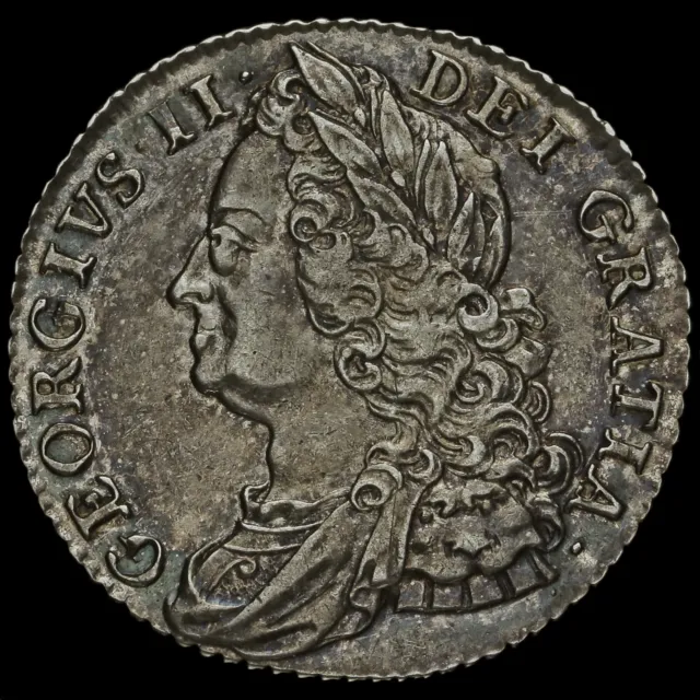 1758 George II Early Milled Silver Shilling, EF