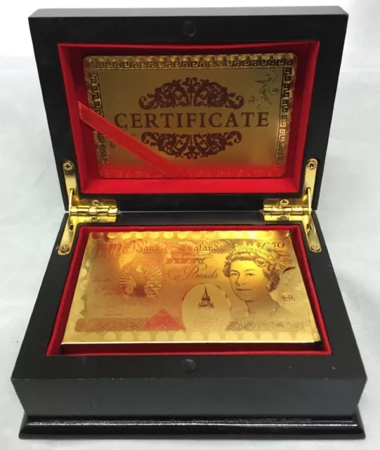 24K Gold Plated Playing Cards Poker Game Deck Wooden Gift Box 99.9% Certificate 3