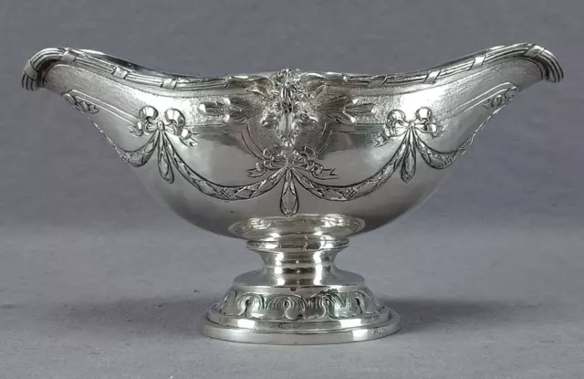 Late 19th Century German Hanau 800 Silver Neoclassical Ram's Head Gravy Boat