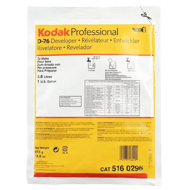 Enrollador de películas Kodak D-76 415 g para 3,8 litros | ver descripción