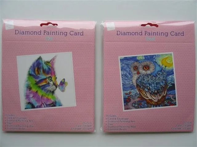 Diamond Painting Card Kit ~ Cat or Owl (Choice of 2)
