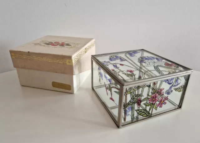 Decorative stained glass hand Painted Jewelry box/ trinket by Annan, Scotland