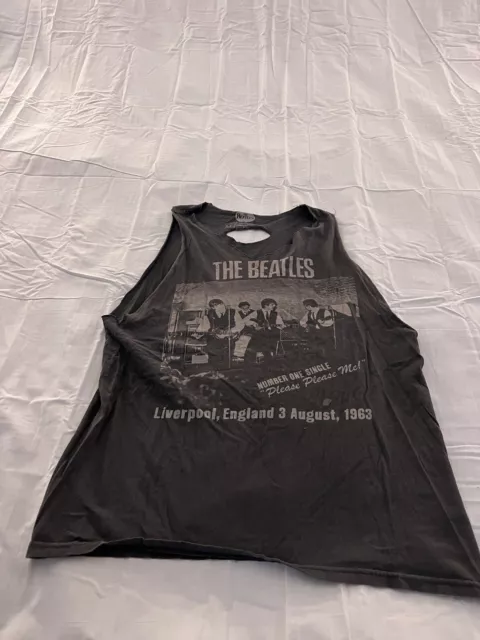 The Beatles Tank Top Womens Size Medium Black White Sleeveless 334