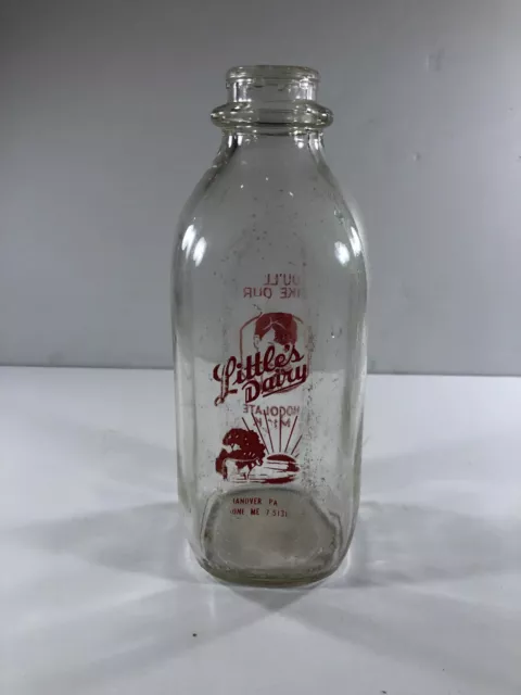 Little's Dairy vintage milk bottle Jug Glass Quart Chocolate Milk