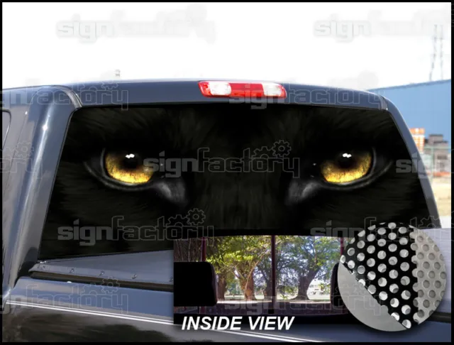 P202 Black Panther Rear Window Tint Graphic Decal Wrap Back Pickup Graphics