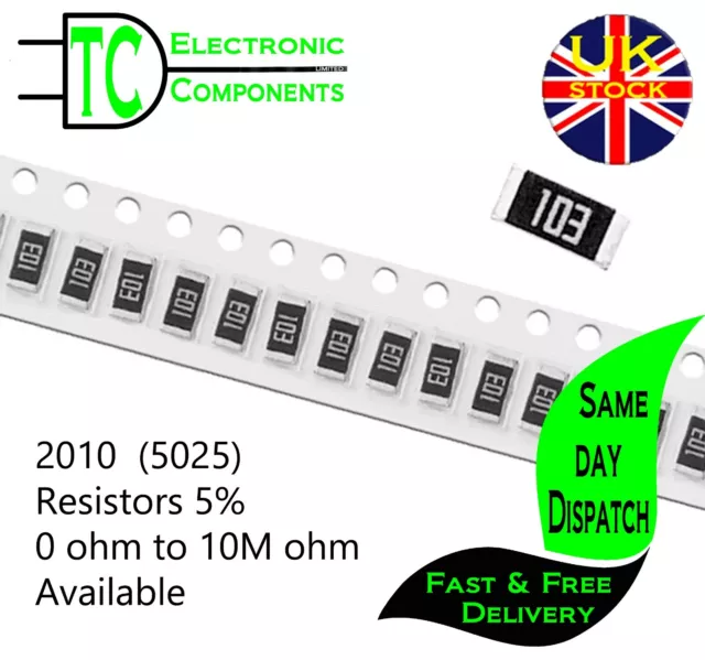 2010 5025 SMD Resistors 5% 3/4W 0 ohm to 10M ohm Full E24 Series available