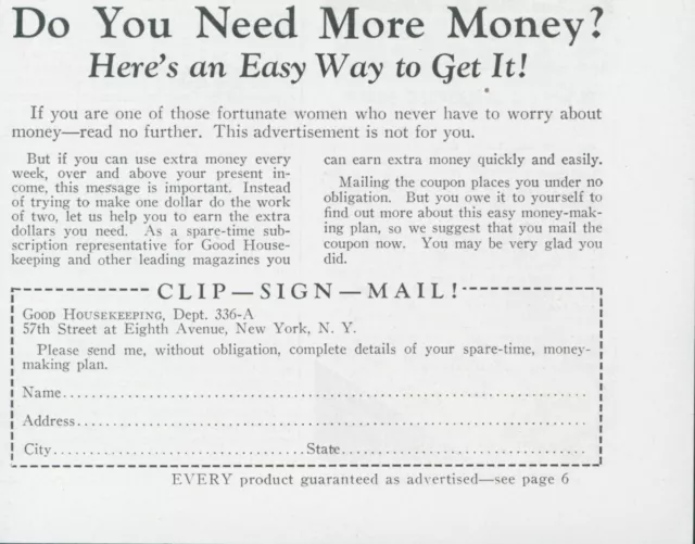 1936 Spare Time Money Making Plan Good Housekeeping Easy Vintage Print Ad GH1