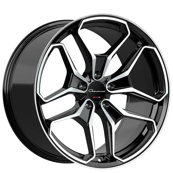 22" Staggered Giovanna Wheels Huraneo Gloss Black with Machined Face Rims