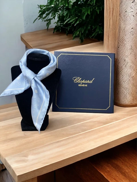 Chopard Light Baby Blue Shamrock Silk Scarf
